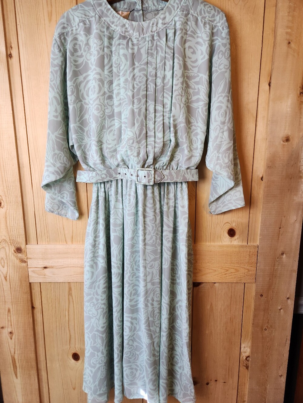 Vintage Candace by Ingrid 80s Floral Pattern Dolman Sleeve Belted Midi Dress